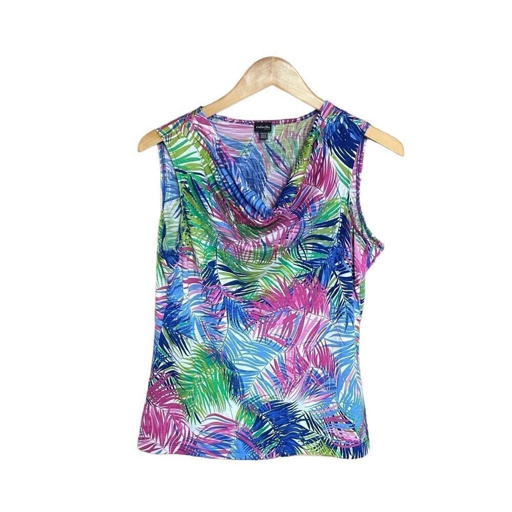 Rafaella Petite Medium Petite (PM) Floral Tropical Cowl Neck Sleeveless